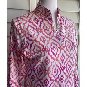 IBKUL Women Long Sleeve UPF50+ Shirt S 1/4 Zip Golf Pickleball Pink Vented Mesh